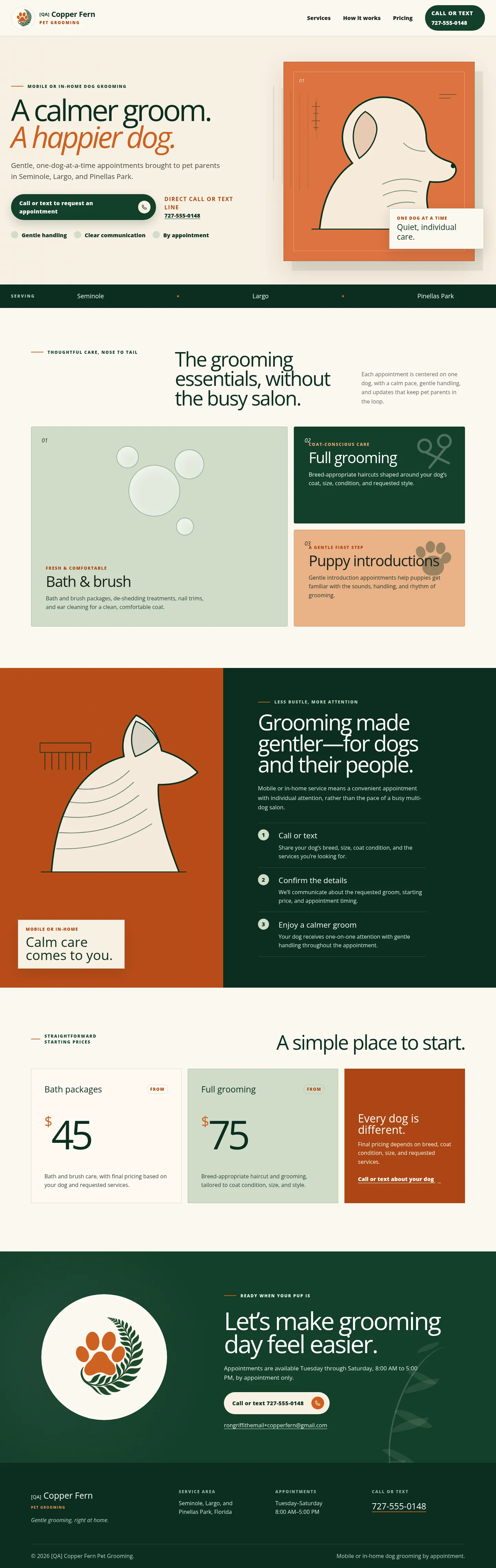 [QA] Copper Fern Pet Grooming website preview